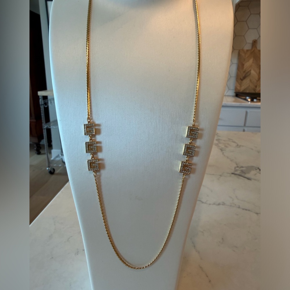 Givenchy Vintage Long Necklace with Rhinestones